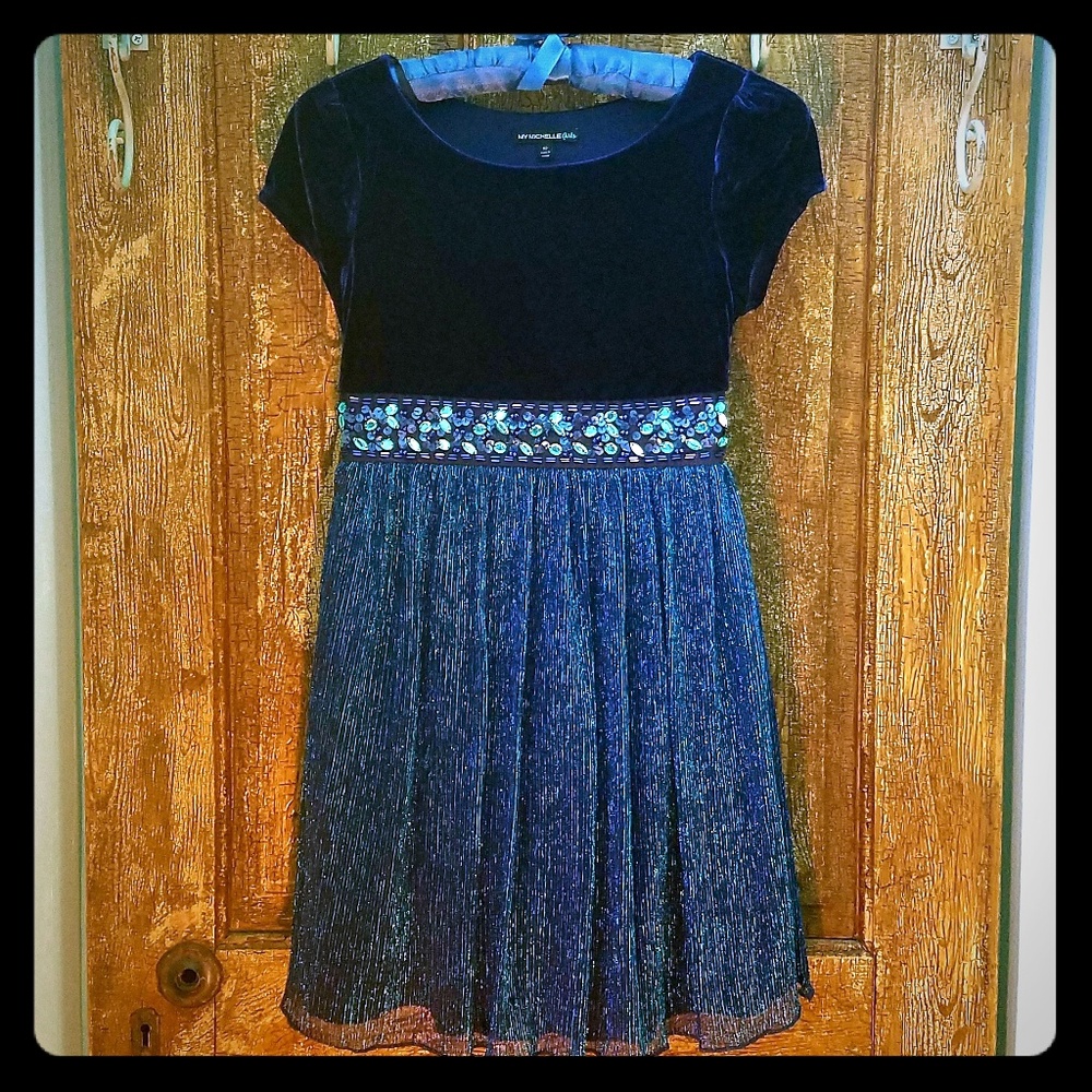 Blue Dress with aquamarine accents